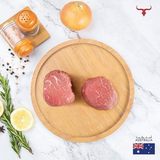 Muscat Livestock Australian Black Angus Beef 2 steaks of 250gm each AUS Grain-Fed Black Angus Beef Tenderloin Steak MB2+