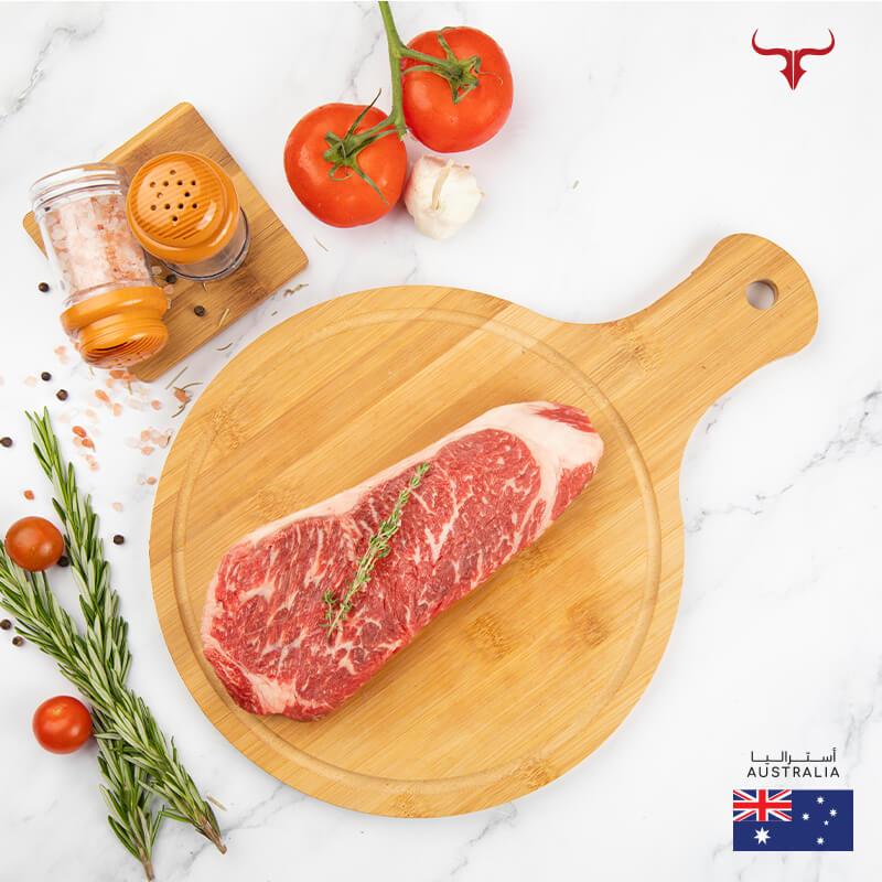 Muscat Livestock Australian Wagyu Beef 1 steak of 250gm AUS 350 Days Grain-Fed Wagyu Beef Striploin Steak MB 4/5