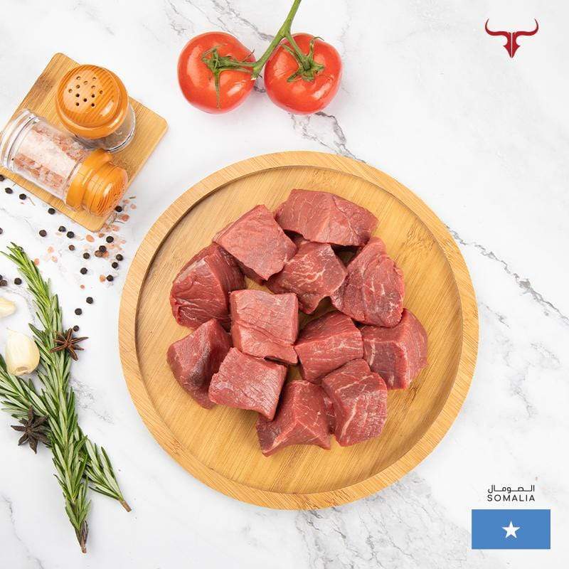 Muscat Livestock Fresh Somali Beef 500GM SOM Fresh Beef Boneless Cubes 500gm